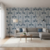CROATIA Navy | Thibaut Wallcoverings - Living Room Visualization (AI-generated, may not be to scale. Verify pattern scale with product specifications.)