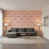 CROATIA Coral | Thibaut Wallcoverings - Living Room Visualization (AI-generated, may not be to scale. Verify pattern scale with product specifications.)