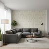 CROATIA Beige | Thibaut Wallcoverings - Living Room Visualization (AI-generated, may not be to scale. Verify pattern scale with product specifications.)