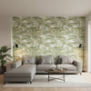 DELRAY Sage | Thibaut Wallcoverings - Living Room Visualization (AI-generated, may not be to scale. Verify pattern scale with product specifications.)