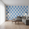 MONSTERA Blue | Thibaut Wallcoverings - Living Room Visualization (AI-generated, may not be to scale. Verify pattern scale with product specifications.)