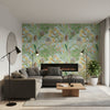 PROTEA Light Blue | Thibaut Wallcoverings - Living Room Visualization (AI-generated, may not be to scale. Verify pattern scale with product specifications.)