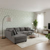 Arbor Emerald | Thibaut Wallcoverings - Living Room Visualization (AI-generated, may not be to scale. Verify pattern scale with product specifications.)