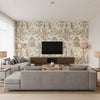 Grand Palace Taupe | Thibaut - Living Room Visualization (AI-generated, may not be to scale. Verify pattern scale with product specifications.)