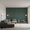 Cork Forest Peacock Blue | Thibaut Wallcoverings - Living Room Visualization (AI-generated, may not be to scale. Verify pattern scale with product specifications.)