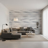 Equinox Lavender and Teal | Thibaut Wallcoverings - Living Room Visualization (AI-generated, may not be to scale. Verify pattern scale with product specifications.)