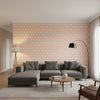 Pergola Orange | Thibaut Wallcoverings - Living Room Visualization (AI-generated, may not be to scale. Verify pattern scale with product specifications.)