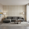 Viva Metallic Gold | Thibaut Wallcoverings - Living Room Visualization (AI-generated, may not be to scale. Verify pattern scale with product specifications.)