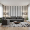Viva Black and White | Thibaut Wallcoverings - Living Room Visualization (AI-generated, may not be to scale. Verify pattern scale with product specifications.)