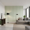 Viva Green | Thibaut Wallcoverings - Living Room Visualization (AI-generated, may not be to scale. Verify pattern scale with product specifications.)