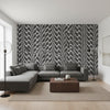 Ginger Black | Thibaut Wallcoverings - Living Room Visualization (AI-generated, may not be to scale. Verify pattern scale with product specifications.)