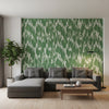 Maverick Emerald | Thibaut Wallcoverings - Living Room Visualization (AI-generated, may not be to scale. Verify pattern scale with product specifications.)
