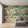 Mystic Garden Cream | Thibaut Wallcoverings - Living Room Visualization (AI-generated, may not be to scale. Verify pattern scale with product specifications.)
