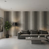 Bozeman Stripe Black | Thibaut Wallcoverings - Living Room Visualization (AI-generated, may not be to scale. Verify pattern scale with product specifications.)