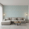 High Plains Spa Blue | Thibaut Wallcoverings - Living Room Visualization (AI-generated, may not be to scale. Verify pattern scale with product specifications.)