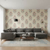 Lily Flower Beige and Sunbaked | Thibaut Wallcoverings - Living Room Visualization (AI-generated, may not be to scale. Verify pattern scale with product specifications.)
