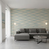 Moab Weave Teal | Thibaut Wallcoverings - Living Room Visualization (AI-generated, may not be to scale. Verify pattern scale with product specifications.)