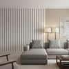 Reno Stripe Black | Thibaut Wallcoverings - Living Room Visualization (AI-generated, may not be to scale. Verify pattern scale with product specifications.)