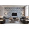 Dooley Navy | Thibaut - Living Room Visualization (AI-generated, may not be to scale. Verify pattern scale with product specifications.)