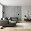 Haven Grey | Thibaut Wallcoverings - Living Room Visualization (AI-generated, may not be to scale. Verify pattern scale with product specifications.)