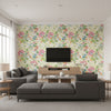 Spring Garden Cream | Thibaut - Living Room Visualization (AI-generated, may not be to scale. Verify pattern scale with product specifications.)