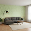 Arboreta Green | Thibaut Wallcoverings - Living Room Visualization (AI-generated, may not be to scale. Verify pattern scale with product specifications.)