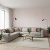 Arboreta Blush | Thibaut Wallcoverings - Living Room Visualization (AI-generated, may not be to scale. Verify pattern scale with product specifications.)