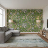 Chatelain Green | Thibaut Wallcoverings - Living Room Visualization (AI-generated, may not be to scale. Verify pattern scale with product specifications.)