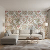 Chatelain Pink | Thibaut Wallcoverings - Living Room Visualization (AI-generated, may not be to scale. Verify pattern scale with product specifications.)