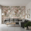 Lincoln Toile Blush | Thibaut Wallcoverings - Living Room Visualization (AI-generated, may not be to scale. Verify pattern scale with product specifications.)