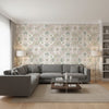 Persian Carpet Blush | Thibaut Wallcoverings - Living Room Visualization (AI-generated, may not be to scale. Verify pattern scale with product specifications.)