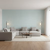 Arthur's Tweed Spa Blue | Thibaut Wallcoverings - Living Room Visualization (AI-generated, may not be to scale. Verify pattern scale with product specifications.)
