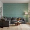 Cape May Weave Teal | Thibaut Wallcoverings - Living Room Visualization (AI-generated, may not be to scale. Verify pattern scale with product specifications.)