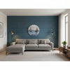 Cape May Weave Navy | Thibaut Wallcoverings - Living Room Visualization (AI-generated, may not be to scale. Verify pattern scale with product specifications.)