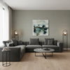 Cape May Weave Smoky Grey | Thibaut Wallcoverings - Living Room Visualization (AI-generated, may not be to scale. Verify pattern scale with product specifications.)