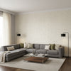 Cordoza Weave Light Grey | Thibaut Wallcoverings - Living Room Visualization (AI-generated, may not be to scale. Verify pattern scale with product specifications.)