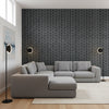 Cordoza Weave Charcoal | Thibaut Wallcoverings - Living Room Visualization (AI-generated, may not be to scale. Verify pattern scale with product specifications.)