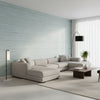 Navajo Spa Blue | Thibaut Wallcoverings - Living Room Visualization (AI-generated, may not be to scale. Verify pattern scale with product specifications.)