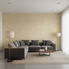 Pima Braid Straw | Thibaut Wallcoverings - Living Room Visualization (AI-generated, may not be to scale. Verify pattern scale with product specifications.)