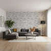 Savanna Black and White | Thibaut Wallcoverings - Living Room Visualization (AI-generated, may not be to scale. Verify pattern scale with product specifications.)