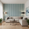 Evia Mineral and White | Thibaut Wallcoverings - Living Room Visualization (AI-generated, may not be to scale. Verify pattern scale with product specifications.)