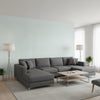 Fine Harvest Spa Blue | Thibaut Wallcoverings - Living Room Visualization (AI-generated, may not be to scale. Verify pattern scale with product specifications.)