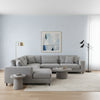 Fine Harvest Sky Blue | Thibaut Wallcoverings - Living Room Visualization (AI-generated, may not be to scale. Verify pattern scale with product specifications.)