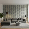 Geode Charcoal | Thibaut Wallcoverings - Living Room Visualization (AI-generated, may not be to scale. Verify pattern scale with product specifications.)