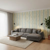 Geode Fog | Thibaut Wallcoverings - Living Room Visualization (AI-generated, may not be to scale. Verify pattern scale with product specifications.)