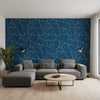 Jordan Navy | Thibaut Wallcoverings - Living Room Visualization (AI-generated, may not be to scale. Verify pattern scale with product specifications.)