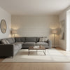 Milano Square Taupe | Thibaut Wallcoverings - Living Room Visualization (AI-generated, may not be to scale. Verify pattern scale with product specifications.)