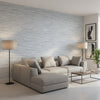 Morada Bay Slate | Thibaut Wallcoverings - Living Room Visualization (AI-generated, may not be to scale. Verify pattern scale with product specifications.)
