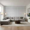 Pinellas Navy | Thibaut Wallcoverings - Living Room Visualization (AI-generated, may not be to scale. Verify pattern scale with product specifications.)