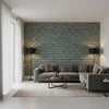 Rain Water Black | Thibaut Wallcoverings - Living Room Visualization (AI-generated, may not be to scale. Verify pattern scale with product specifications.)